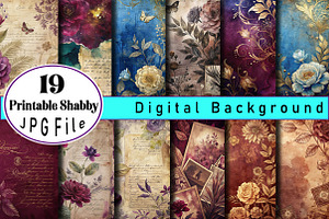 Printable Shabby Digital Papers, an Illustration by Wow Magic