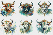 Watercolor Highland Cow PNG Clipart, a Seasonal Illustration by Craft Nest (Thumbnail 2 of 6)