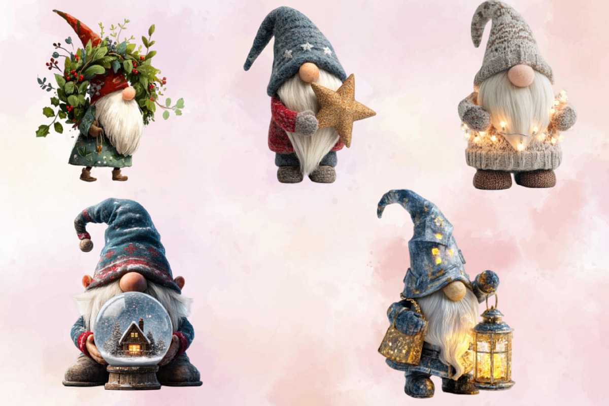 Whimsical Christmas Gnome Clipart Bu, an Illustration by SVGArt (Photo 7 of 8)
