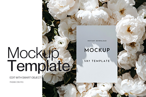 Floral 5x7 Wedding Mockup PSD, a Product Mockup by PhoebeCreates