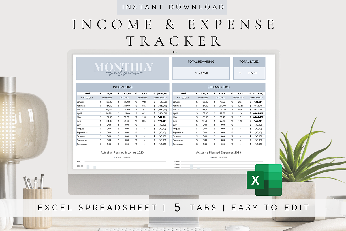 Income & Expense Excel Template, a Templates & Theme by BRANDcontent