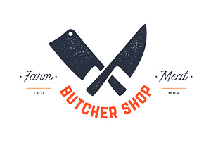 Butcher knives sign. Meat symbol, a Food Illustration by Foxys Graphic
