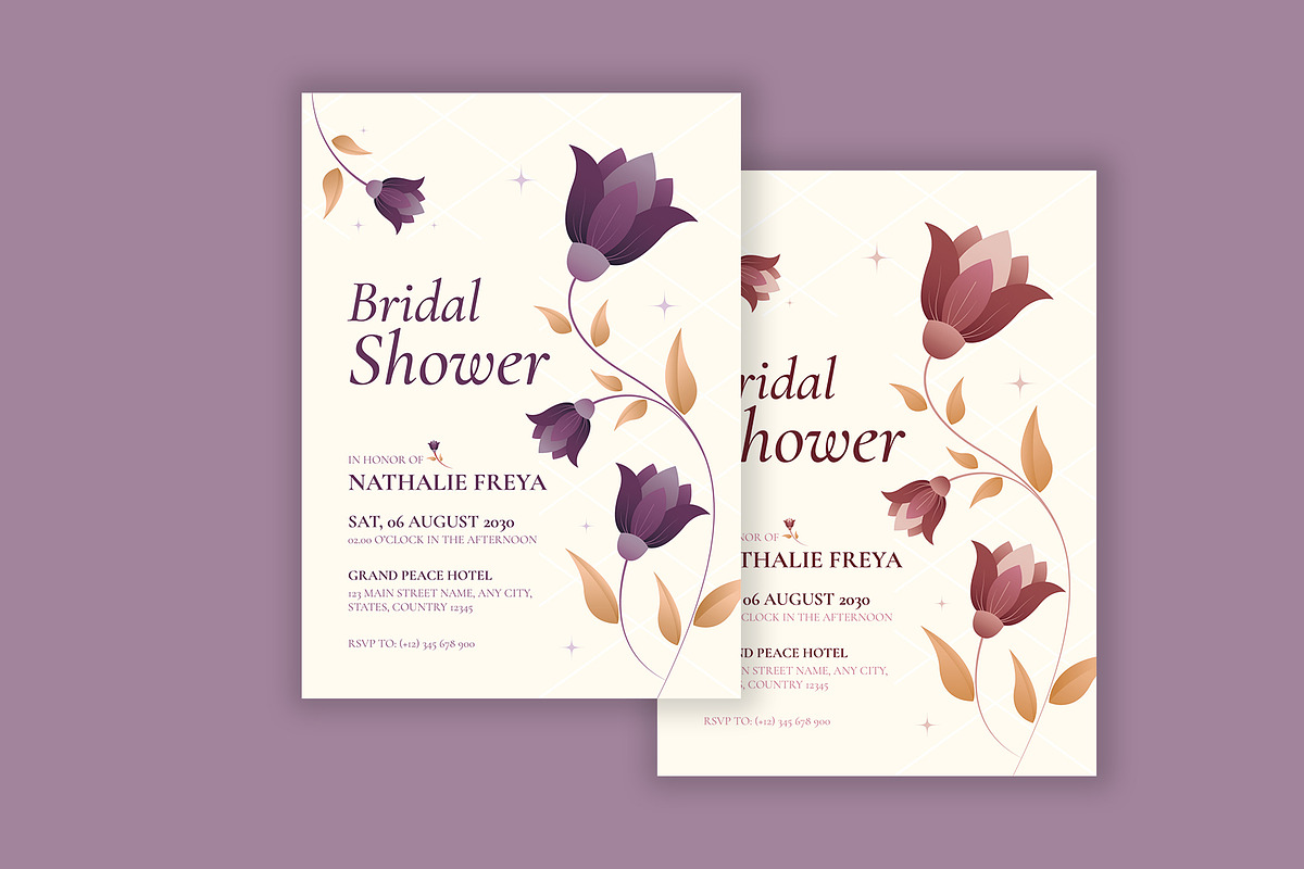 Floral Bridal Shower Invitation, a Card Template by Neermana (Photo 4 of 4)