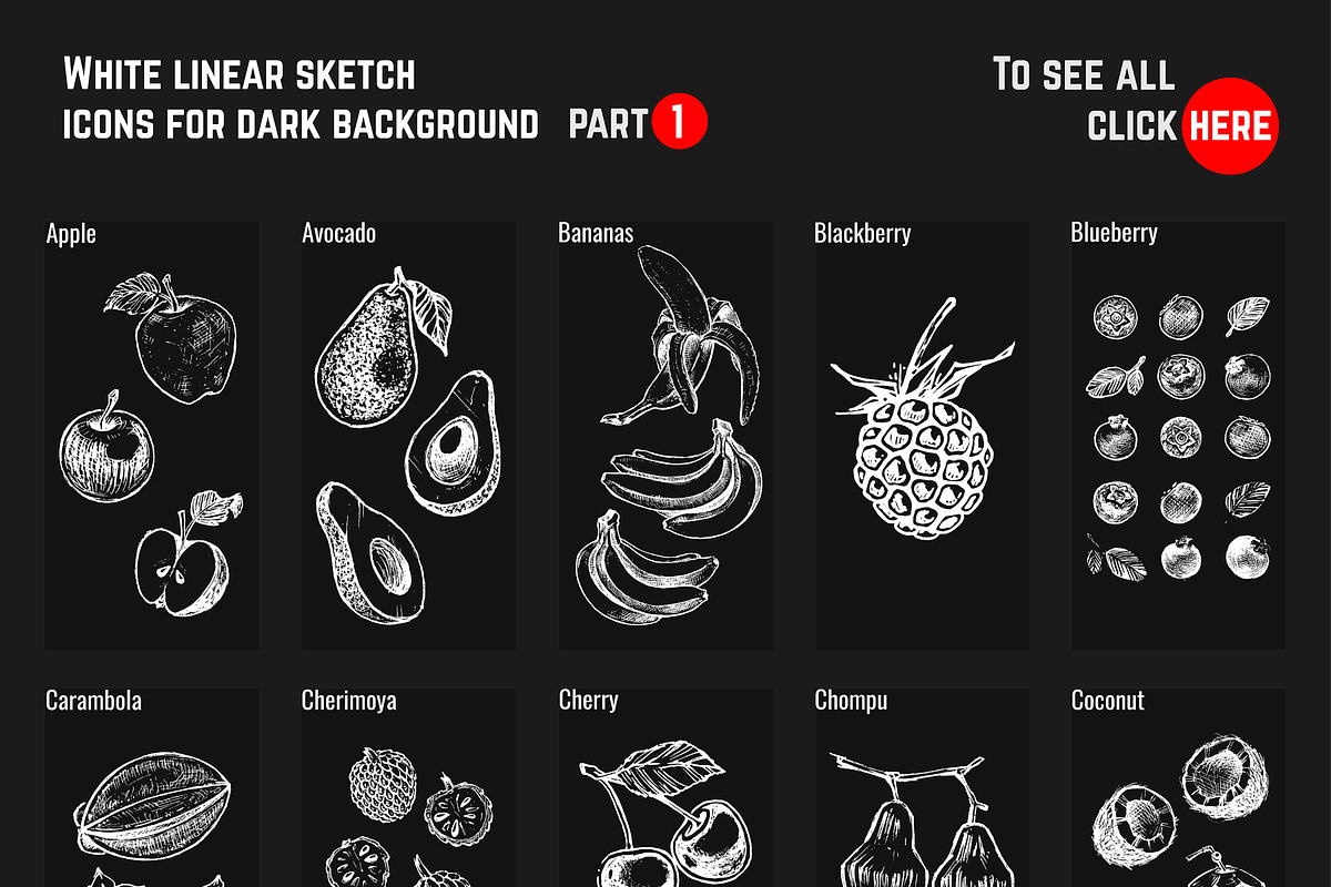 Fruits - hand drawn vector set, a Food Illustration by Margo Miller (Photo 4 of 25)