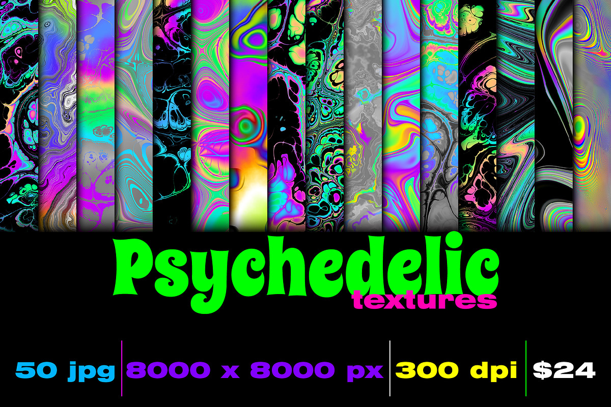 Acid psychedelic textures 50 Pack, a Texture Graphic by tkdesign (Photo 1 of 50)