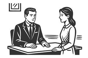 Job Interview Business Meeting, a Person Illustration by AlexArt
