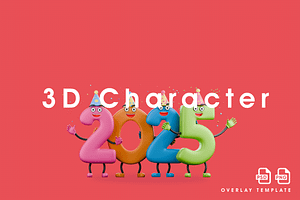 number 2025 stand smile expression, a Person Illustration by overlaytemplates