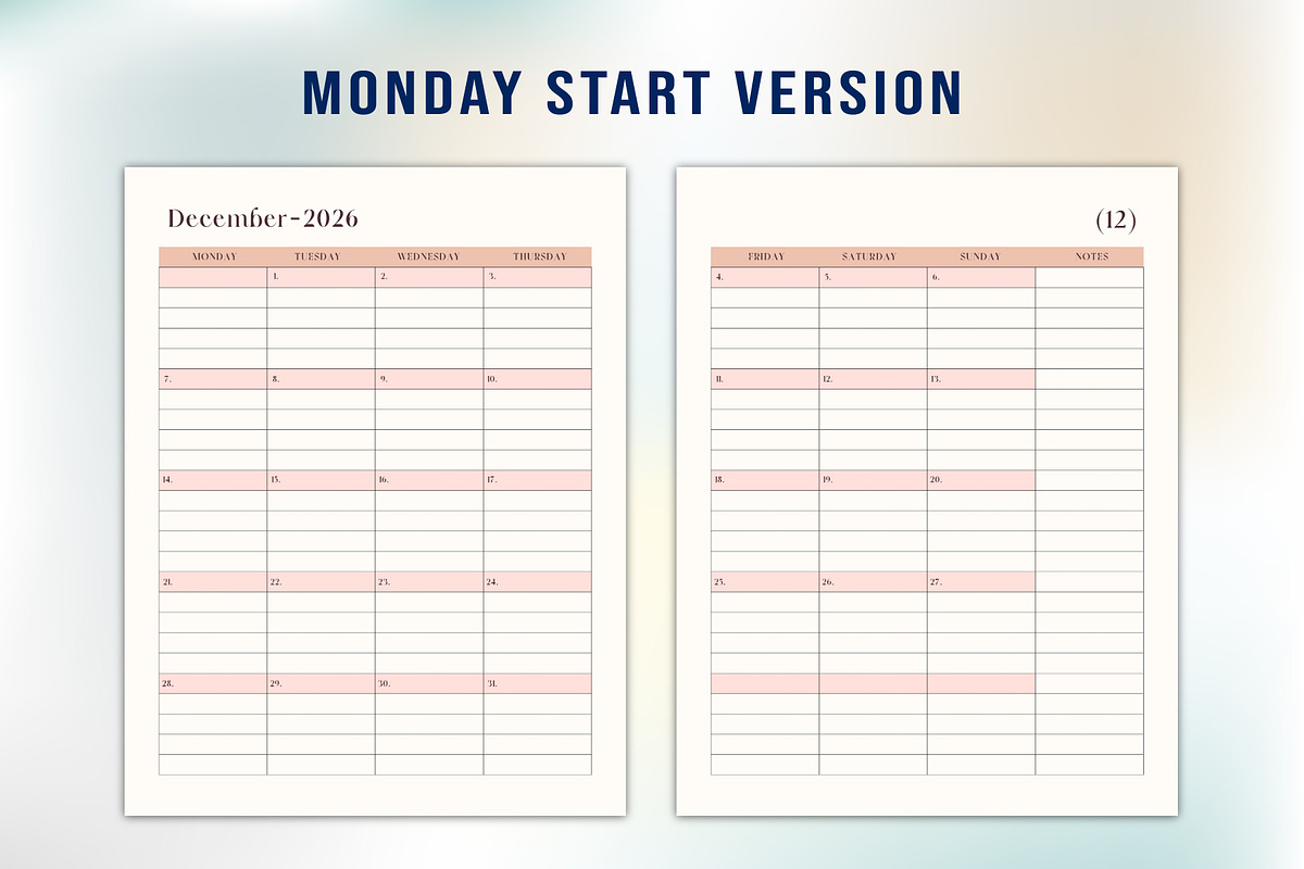 2026 Monthly Organizer Printable, a Stationery Template by Designmela01 (Photo 2 of 8)
