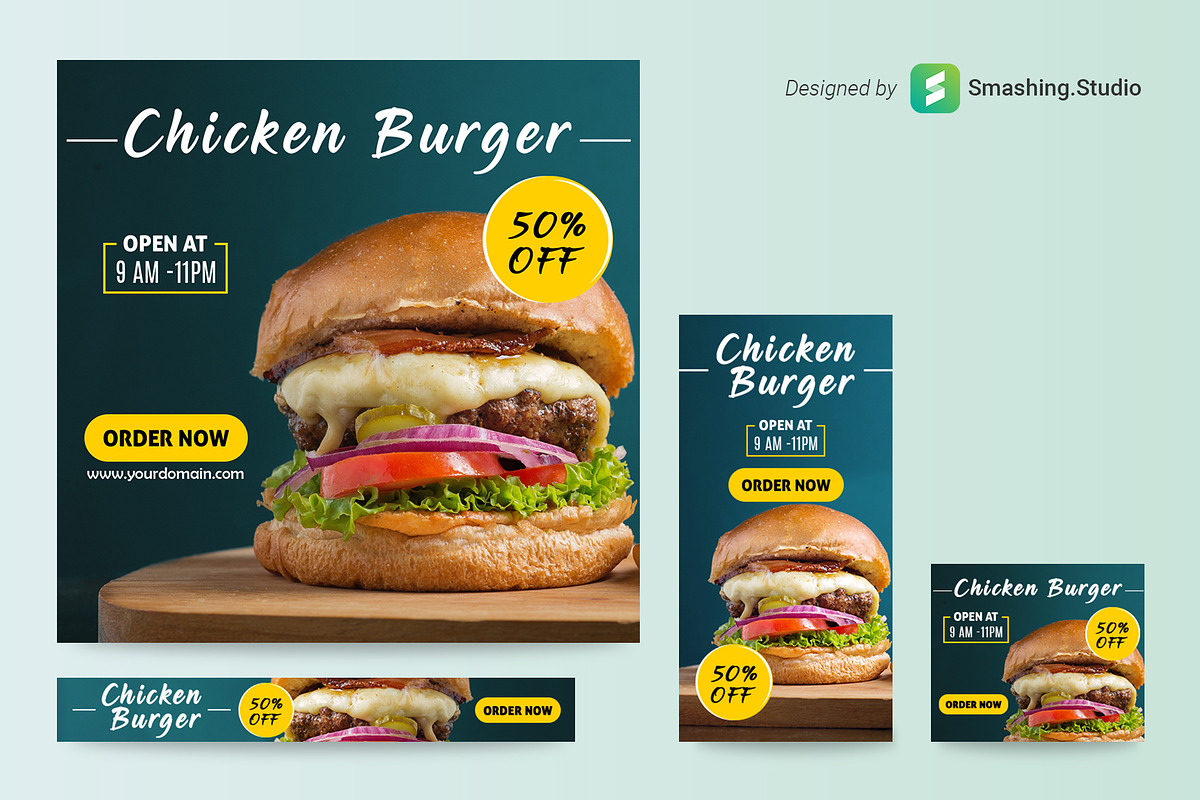 Burger Shop Web Banner Set, a Templates & Theme by Smashing_Studio (Photo 1 of 3)
