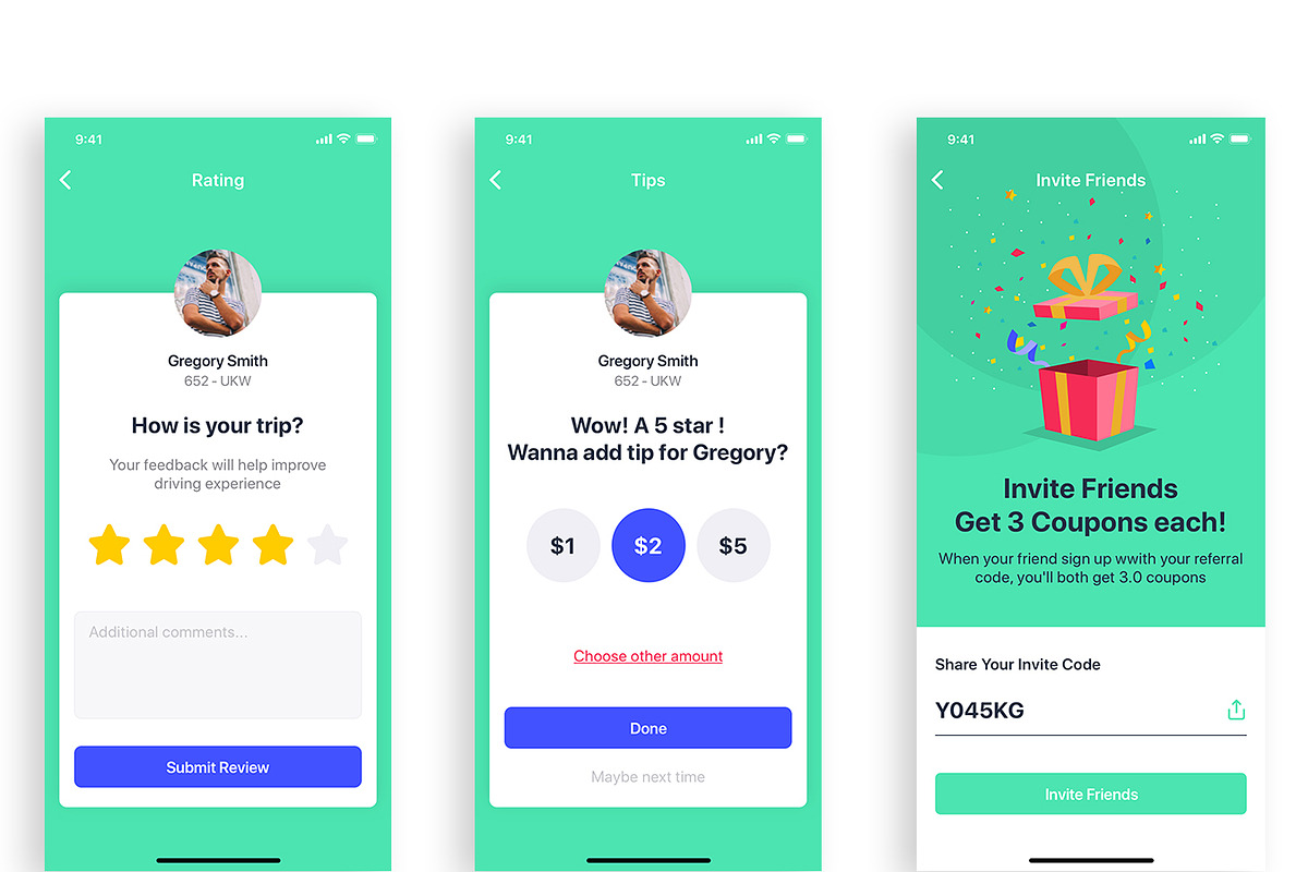 Taxi Booking App UI Kit, an App Template by hoangpts (Photo 6 of 7)