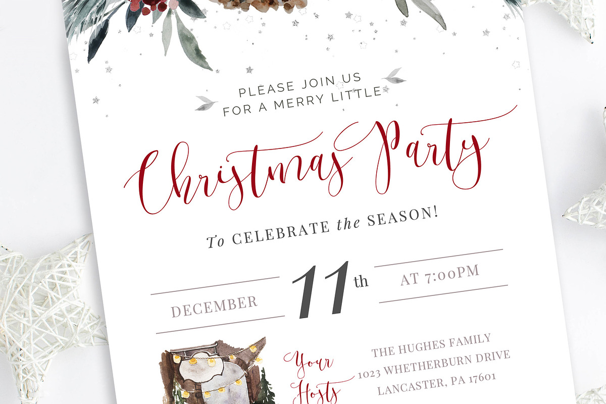 Christmas Party Invitation Template, a Stationery Template by By Stephanie Design (Photo 1 of 3)