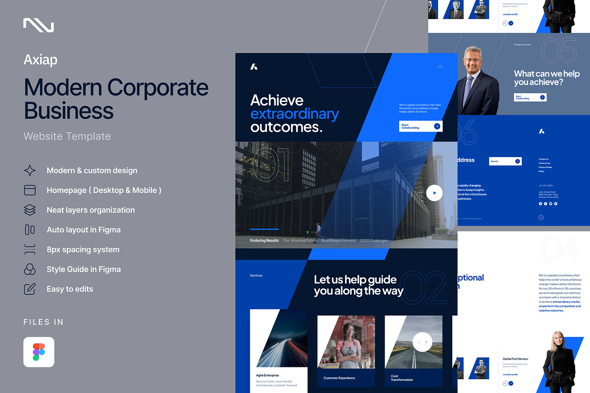 Axiap-Business Figma Web Template, a Landing Page Template by neuwebz (Photo 1 of 4)