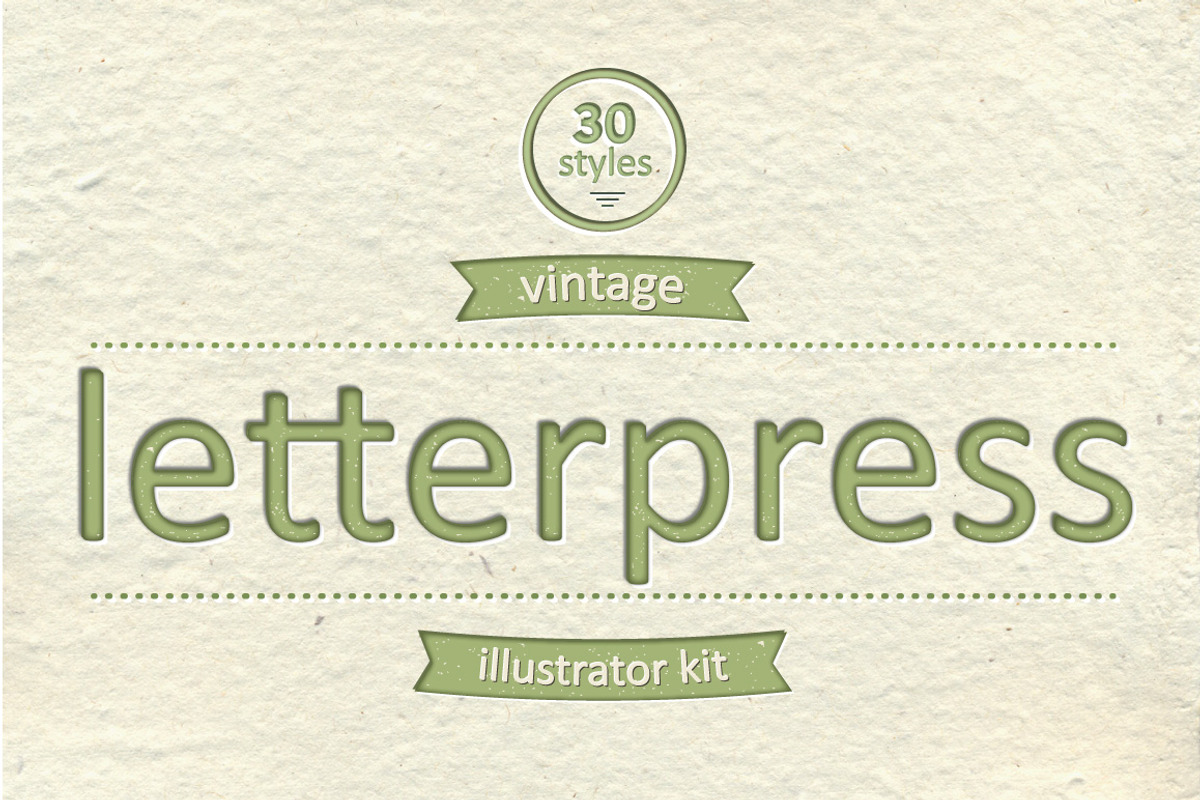Vintage Letterpress Illustrator Kit, a Layer Style Add-On by Vector Galore (Photo 1 of 5)