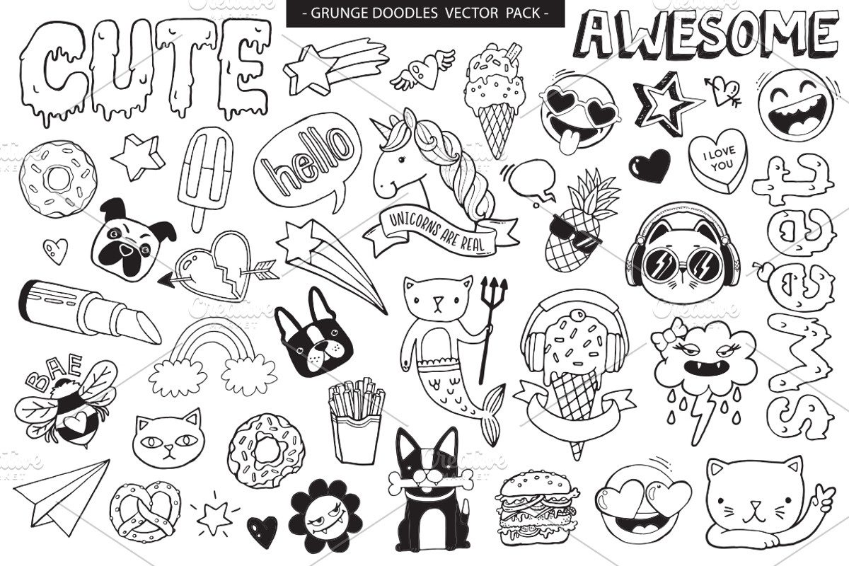 Grunge Graffiti Doodles Vector Pack, a Decorative Illustration by Lindy_doodle (Photo 11 of 13)