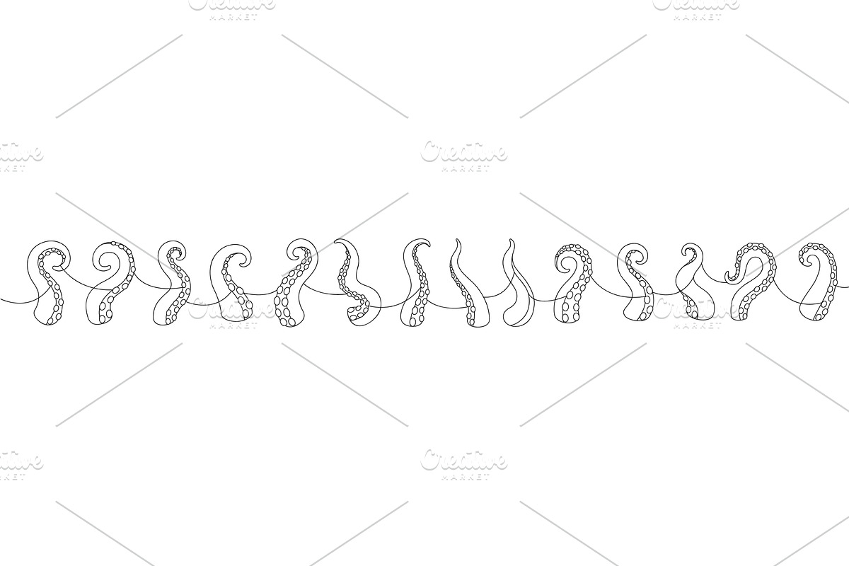 Octopus tentacles seamless line art, an Animal Illustration by GraphiShop