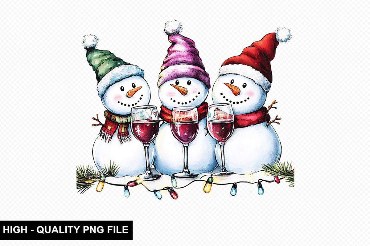 Christmas Snowman Clipart Bundle, an Illustration by crative8112 (Photo 7 of 9)