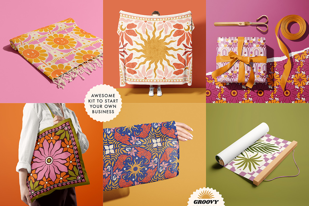 1160+ Groovy Posters Patterns Bundle, a Decorative Illustration by Julia Dreams (Photo 6 of 14)