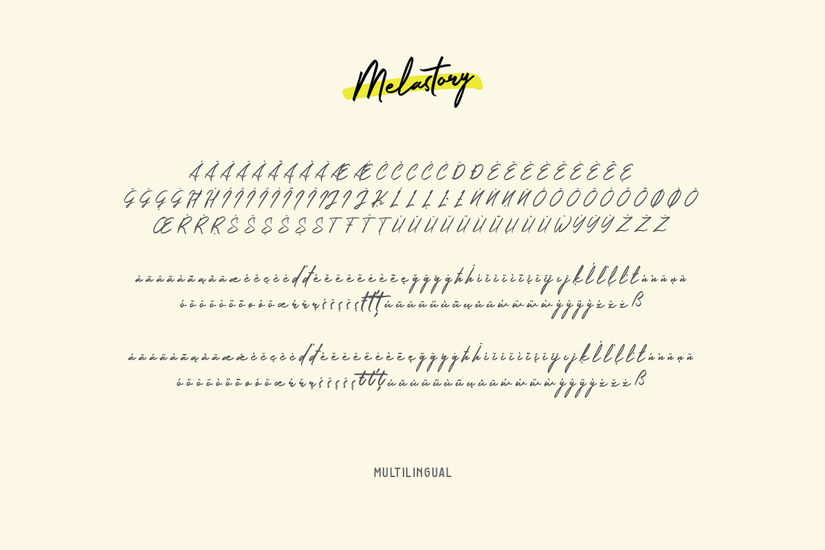 Melastory - modern signature font preview 7