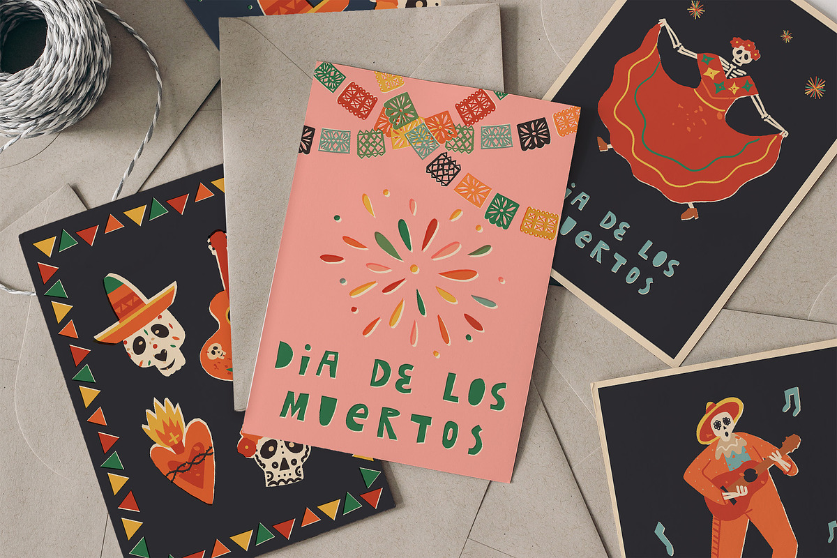 Dia De Los Muertos graphic retro set, a Seasonal Illustration by Paper Cherry (Photo 12 of 16)