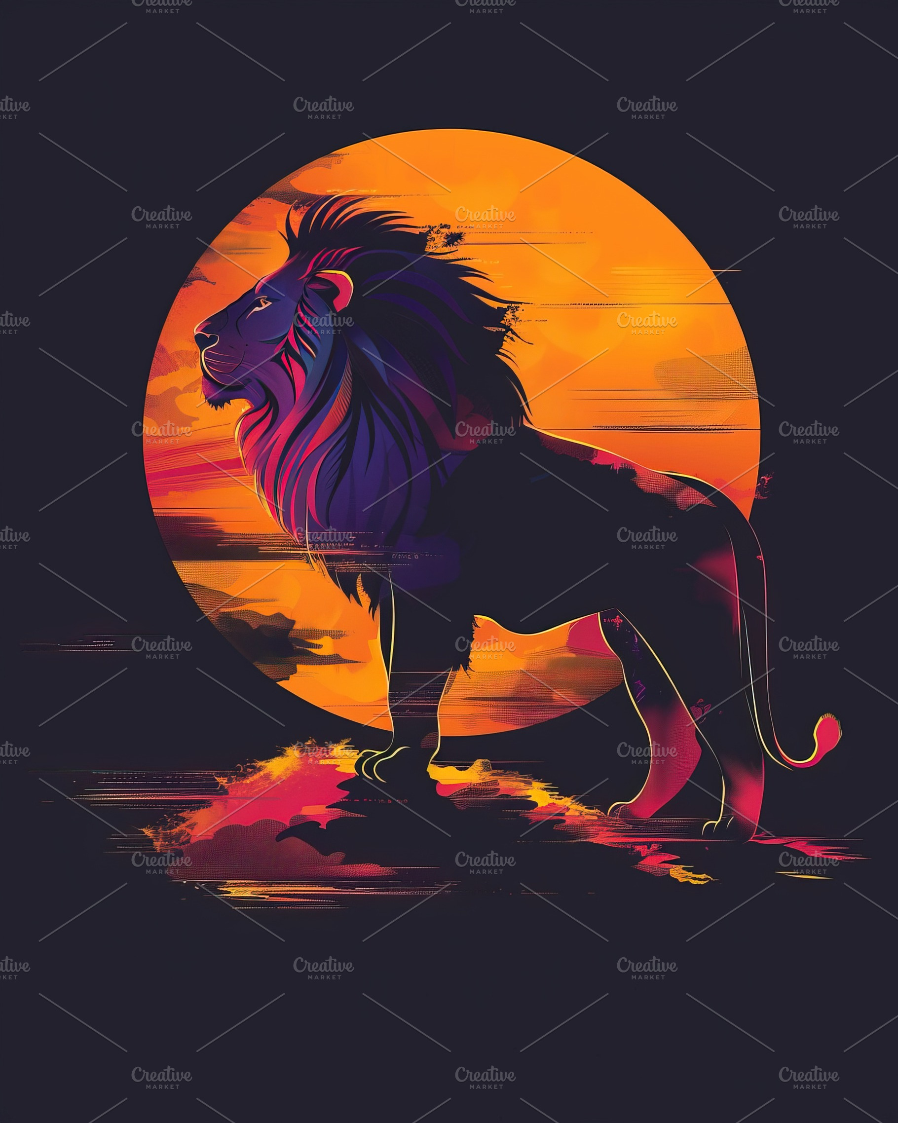 Majestic Lion Silhouette Sunset, an Animal Photo by Ales Munt