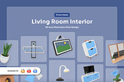 Living Room Interior 3D Icon Set, a Work Illustration by twinstd (Thumbnail 1 of 6)