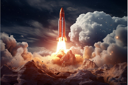 Thunderous Rocket launch. Generate, a Technology Photo by Ylivdesign