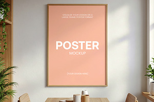 Interior Wooden Frame Poster Mockup, an Advertising Mockup by graphypix