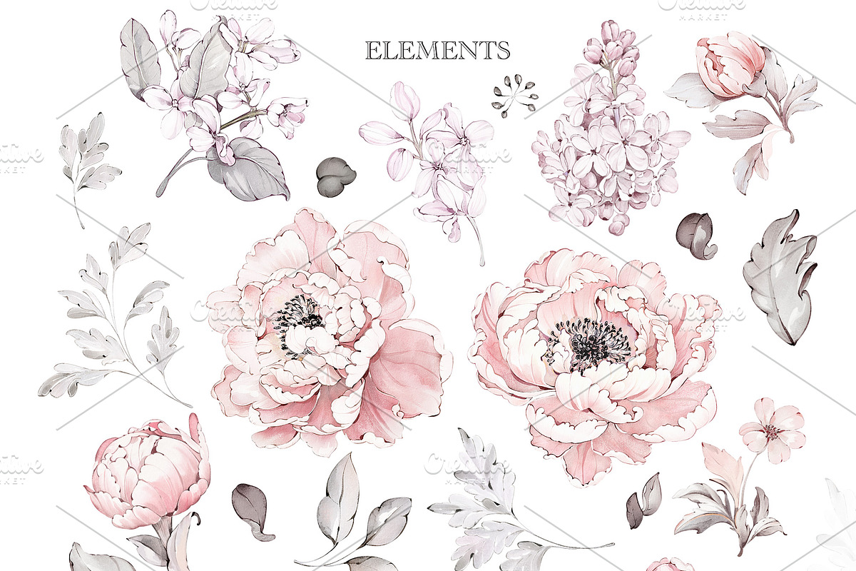 Pink Watercolor Peonies Pattern, a Pattern Graphic by Lisima (Photo 14 of 16)