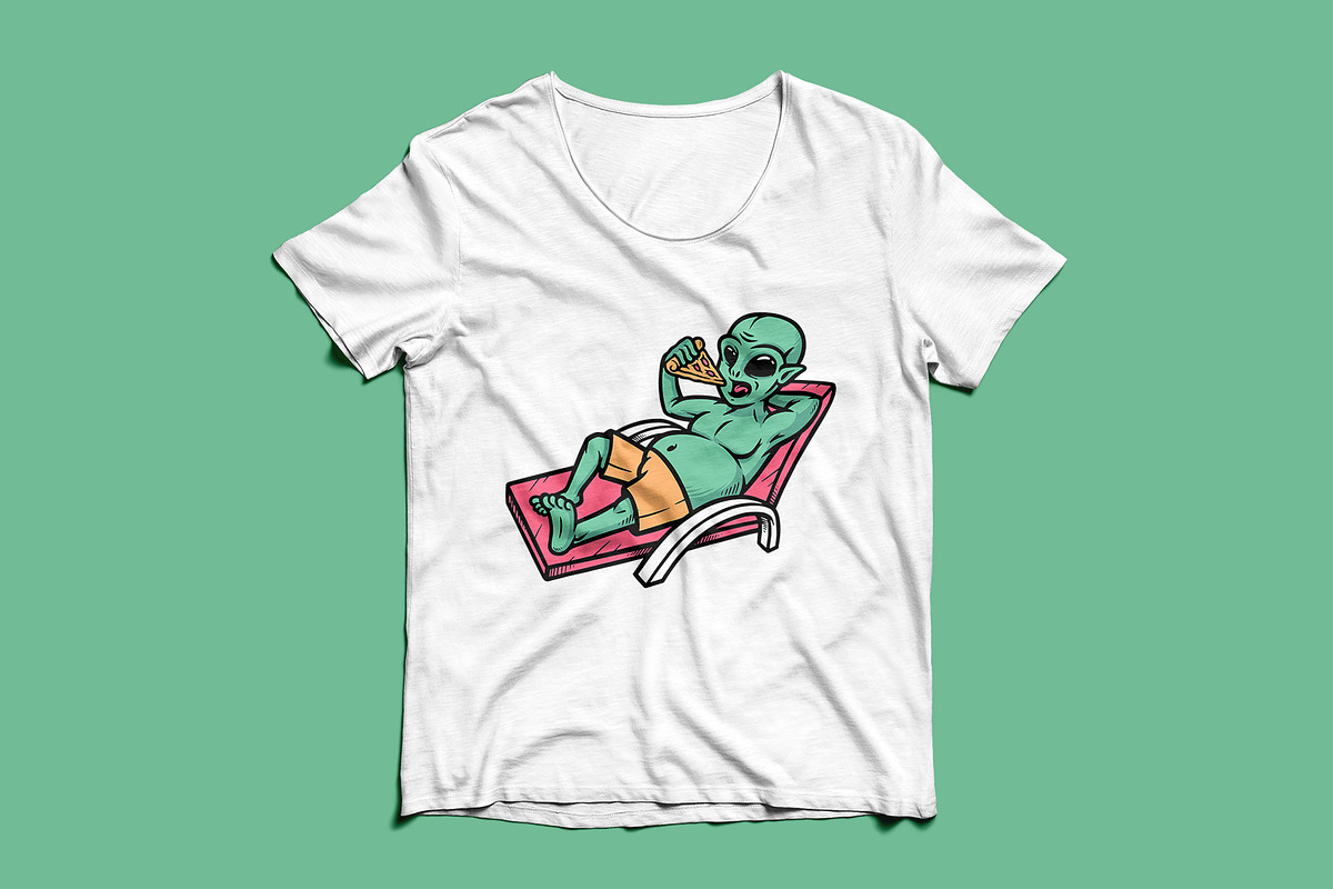 Aliens eat pizza illustration, a Person Illustration by gunaonedesign (Photo 4 of 5)