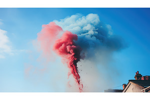 dramatic red blue smoke ai generated, an Abstract Photo by pikepicture