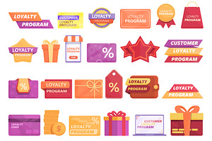 Customer loyalty program icons set, an Illustration by Ylivdesign