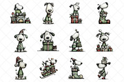 Whimsical Christmas Dogs Clipart, an Illustration by SinaCreation (Thumbnail 2 of 7)