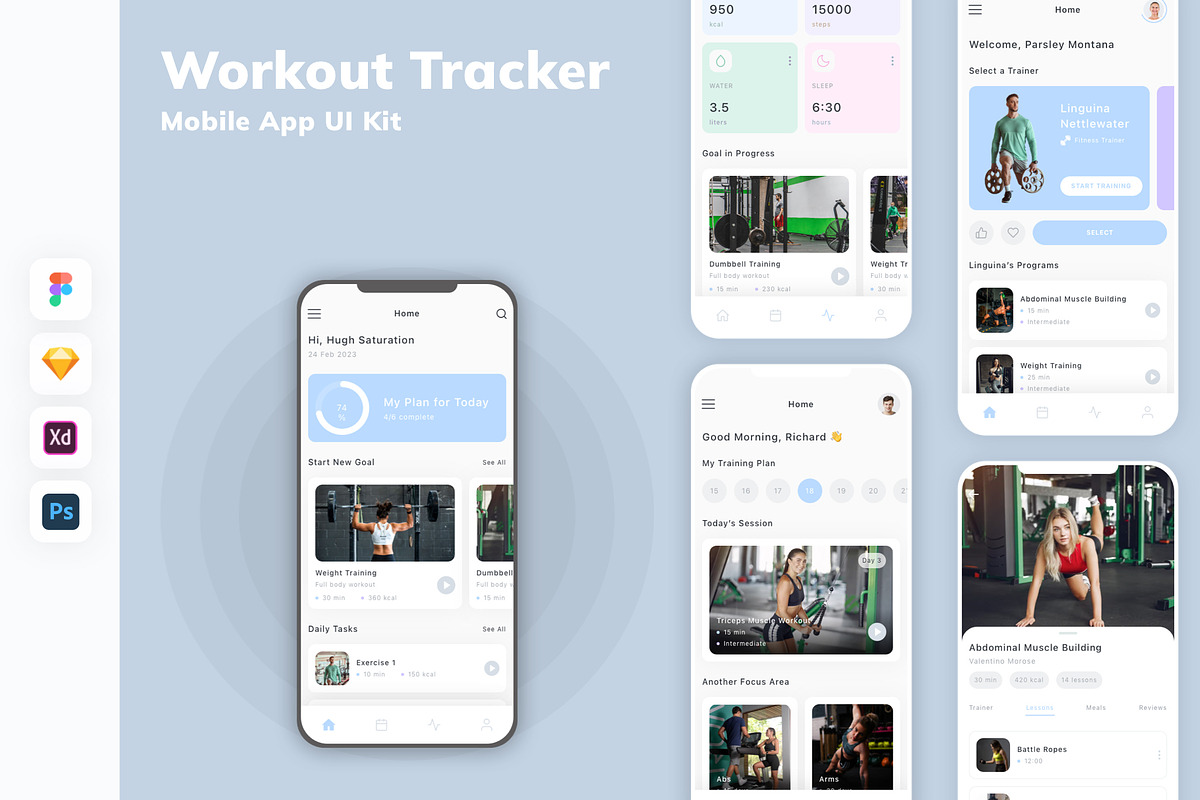 Workout Tracker Mobile App UI Kit, an UI Kit Template by uicube
