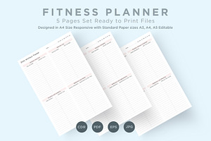 Fitness Planner Pages Set V-19, a Stationery Template by shahsoft