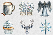Silver Christmas Watercolor Clipart, an Illustration by Black Bird Studio (Thumbnail 4 of 6)