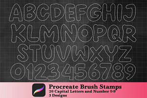 Dash Line Border Letter Brush Stamps