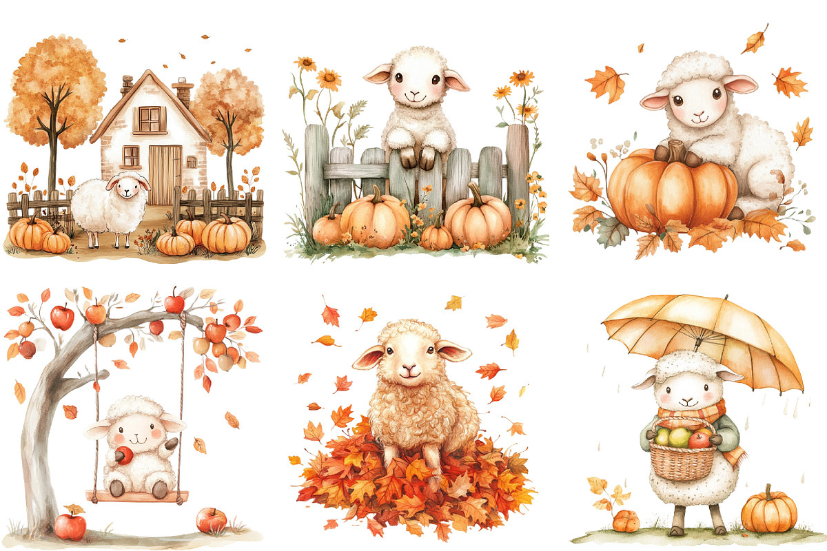 Cute Autumn Sheep Sublimation, an Illustration by CitraGraphics (Photo 2 of 6)