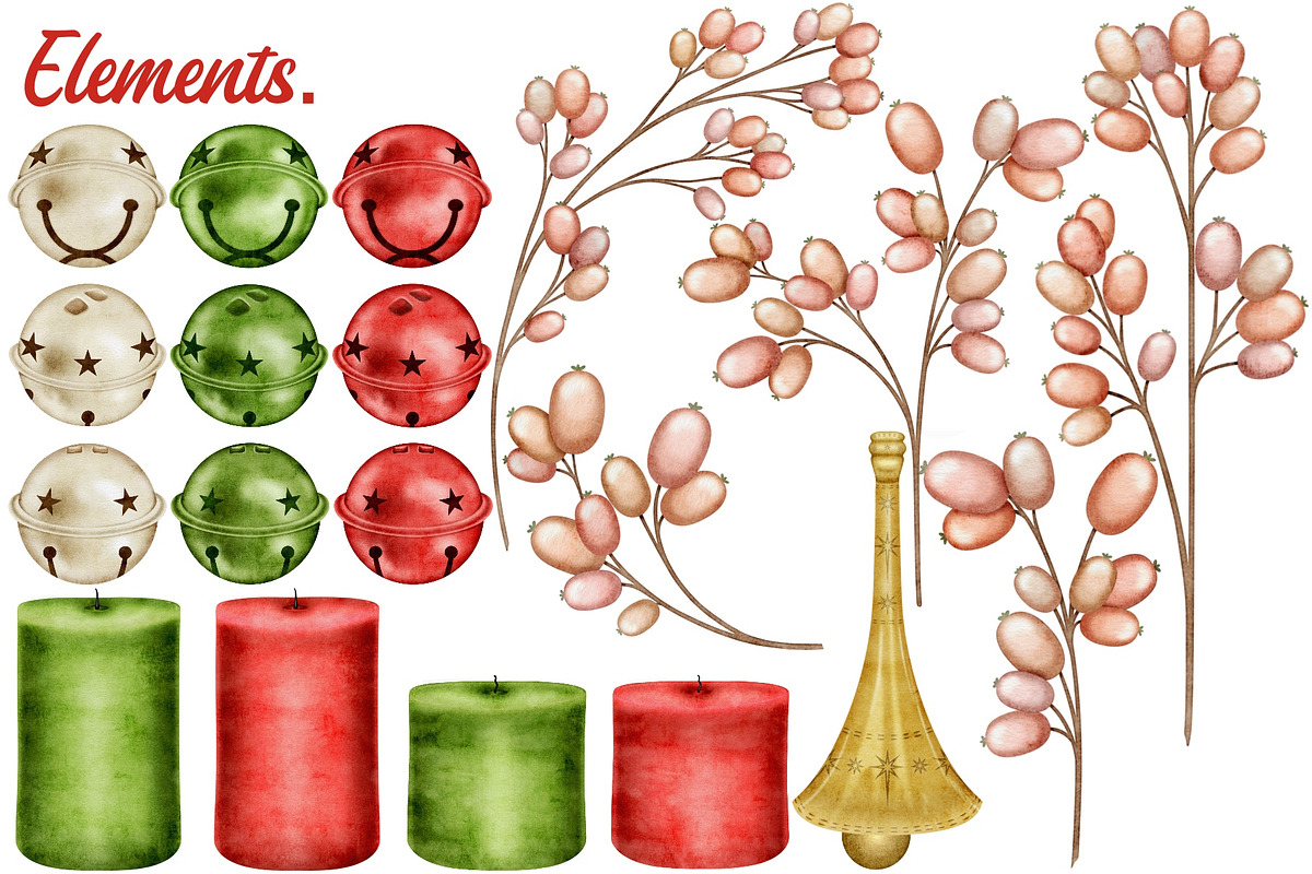 Christmas Robins watercolors, a Seasonal Illustration by Happy Sloth Graphics (Photo 3 of 19)