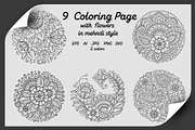 Flowers Coloring Pages, an Illustration by Katika Shop (Thumbnail 1 of 7)
