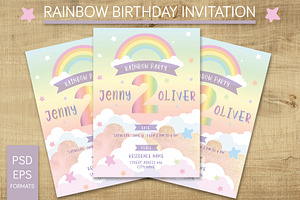 Rainbow Birthday invitation