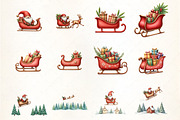 Christmas Santa Claus Sleigh Clipart, an Illustration by CrexoraLab (Thumbnail 2 of 5)