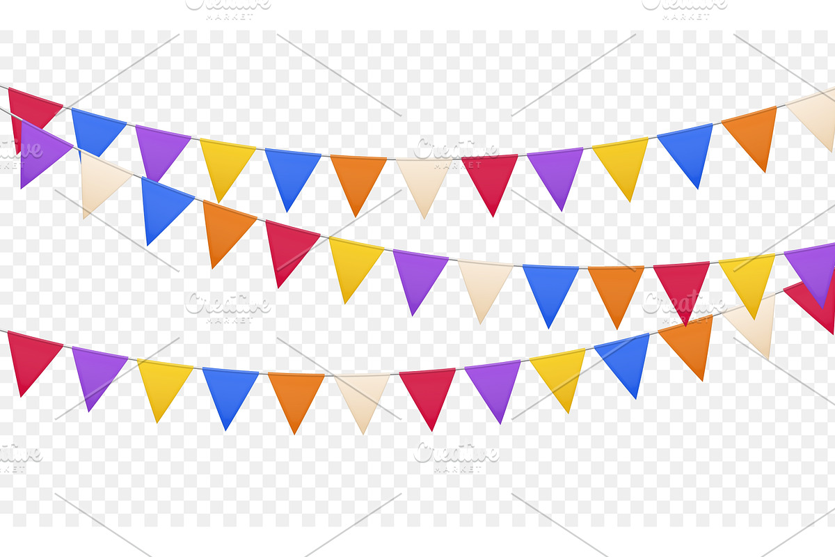 Color bunting triangle flags, an Object Illustration by Frogella