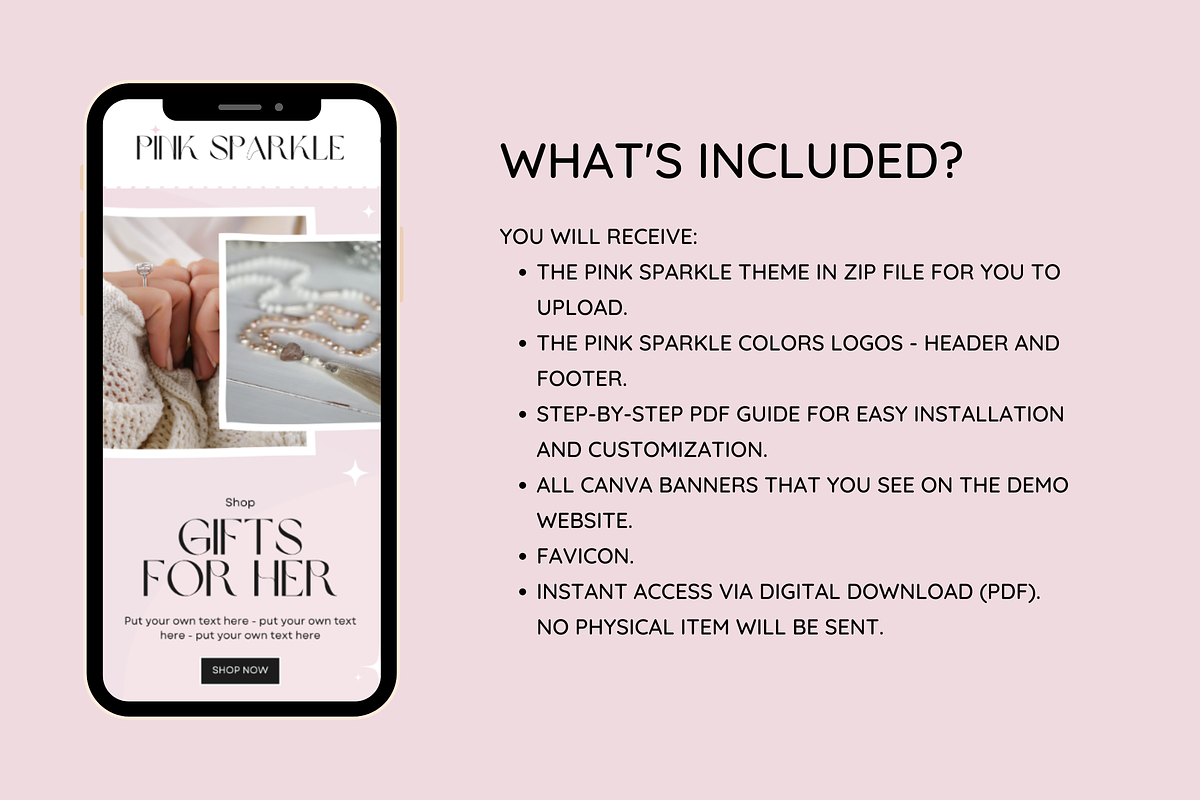 Pink Sparkle Shopify Theme, a Shopify Template by SunshineStudioBoutique (Photo 3 of 10)