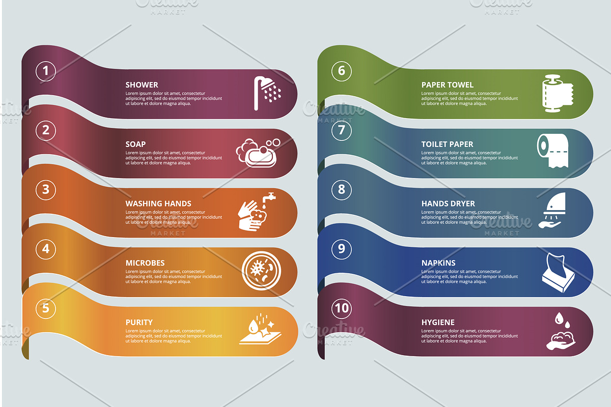 Infographic Hygiene template. Icons, a Technology Illustration by ...