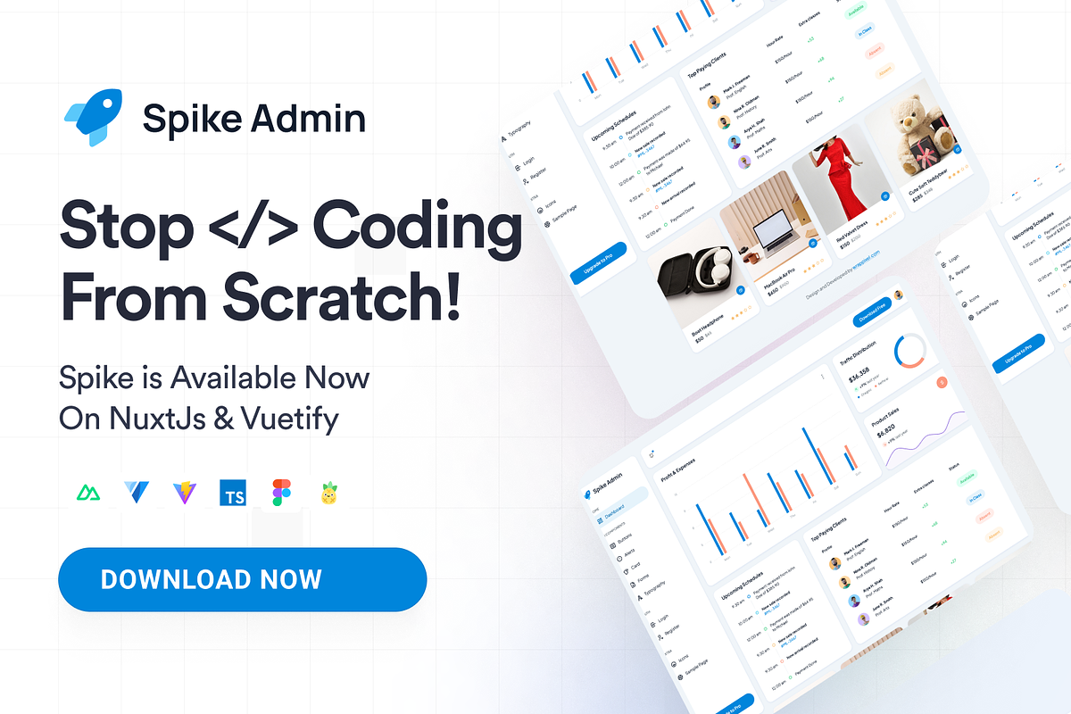 Spike Nuxt Js Admin Template, a Vue Template by WrapPixel (Photo 1 of 7)