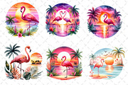 Tropical Sunset Flamingo Clipart, an Illustration by Dream Creation (Thumbnail 4 of 6)