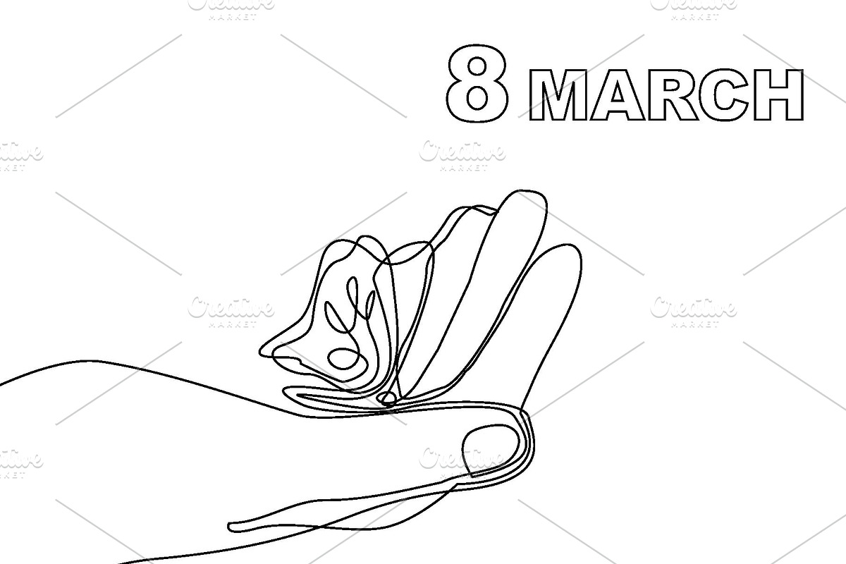 8 March Cards Set. Continuous Line., a Person Illustration by Svetlana Kononova (Photo 5 of 7)