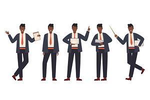 Afro Male Teacher in Various Poses, an Object Illustration by Flashvector