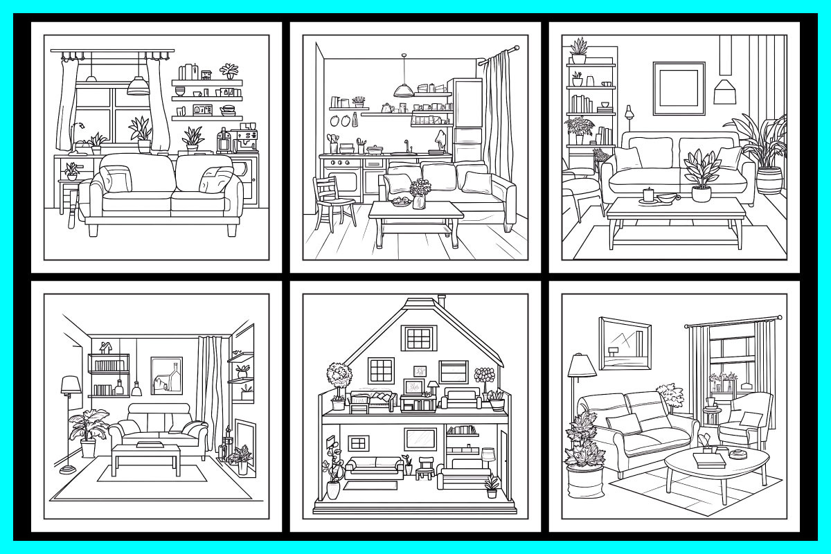 Home Interior Coloring Book, a Decorative Illustration by protabsorkar11 (Photo 5 of 7)