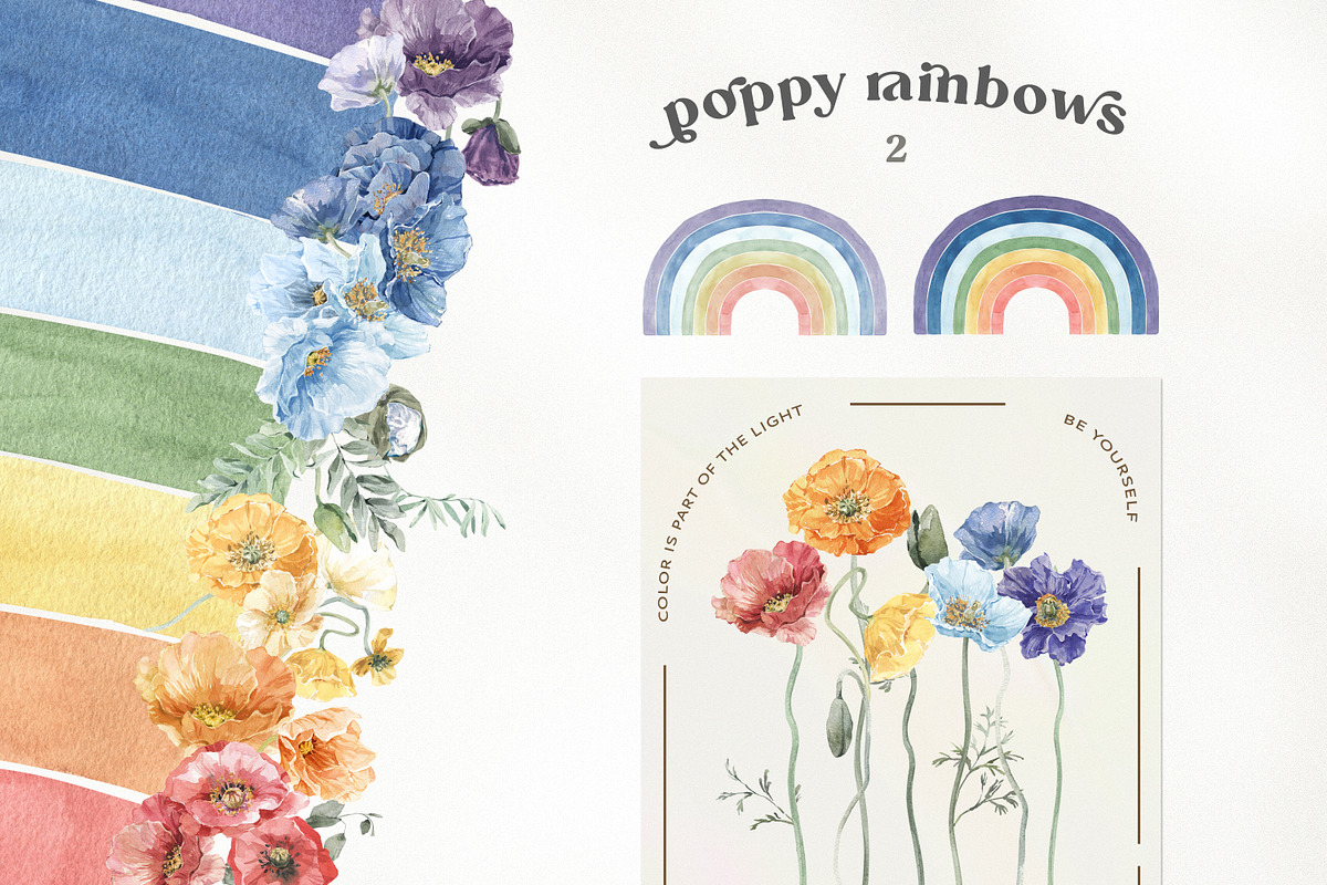 Poppy Rainbow Floral Watercolor Set, an Illustration by Cat In Colour (Photo 5 of 10)